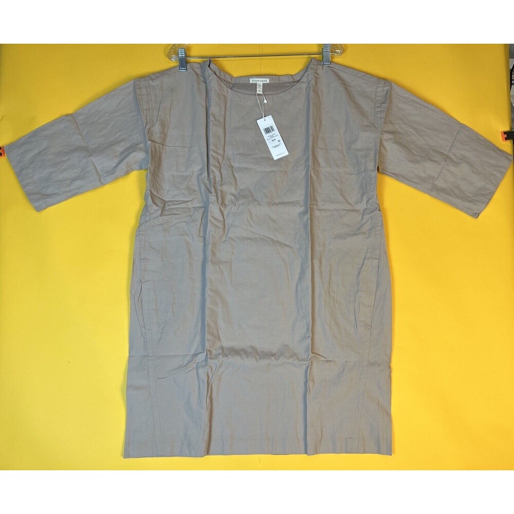 Eileen Fisher Ballet Neck Short Dress Womens M Medium Brown Casual $298 NWT